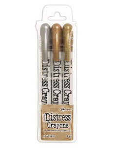 Distress Crayons, Tim Holtz, Metalics, 3 uni.