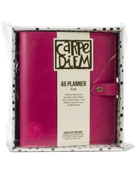 Carpe Diem Personal Planner Boxed Set, Simple Stories, Black, Simulated  Leather, 4 Interior Pockets, 2 Side Pockets, Pen Loop, Metal Charm 
