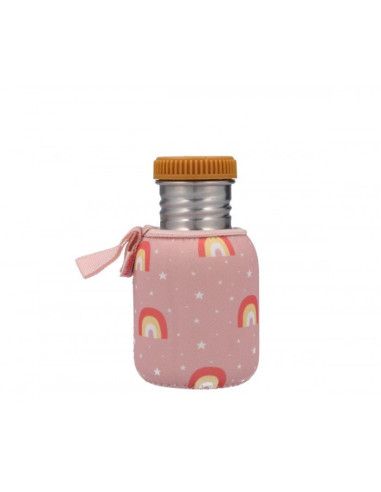 Botella Acero con Funda Arcoiris rosa 350ml