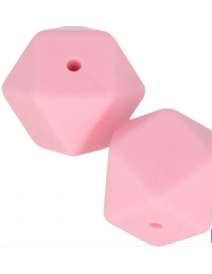 Perlas de silicona 17mm hexagonal rosa