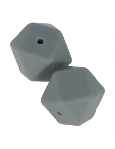 Perlas de silicona 17mm hexagonal gris