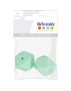 Perlas de silicona 17mm hexagonal verde mint