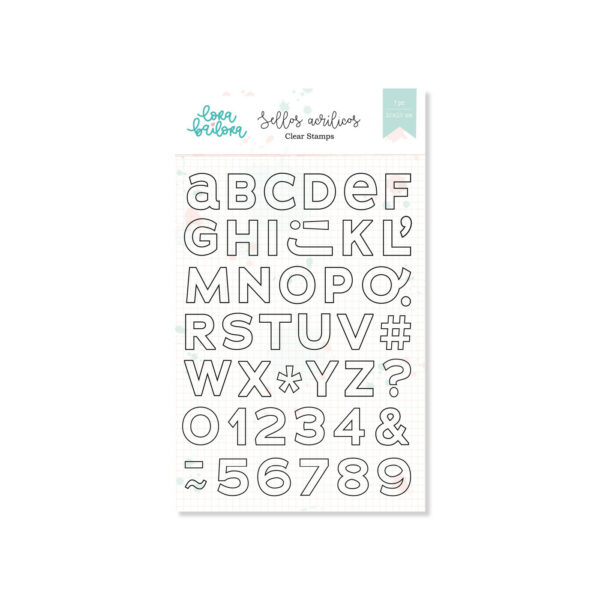Set de sellos Abc Up&Down outlined, de Lora Bailora