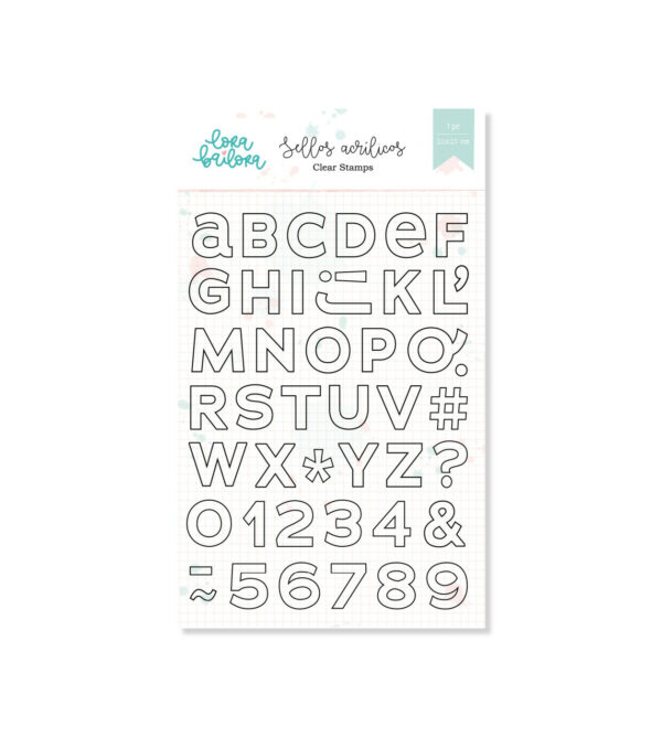 Set de sellos Abc Up&Down outlined, de Lora Bailora