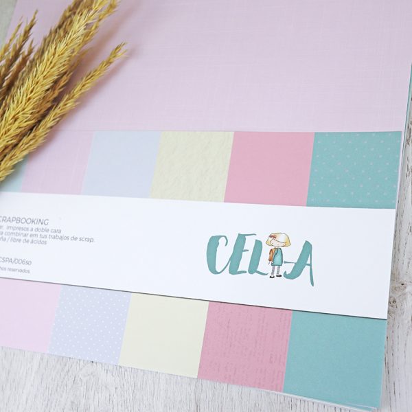 Kit de papeles sólidos de Celia, para scrapbooking. Diseño de Alúa Cid