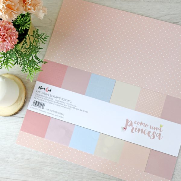 Kit de papeles sólidos de Como una princesa, para scrapbooking y manualidades. Diseño de Alúa Cid