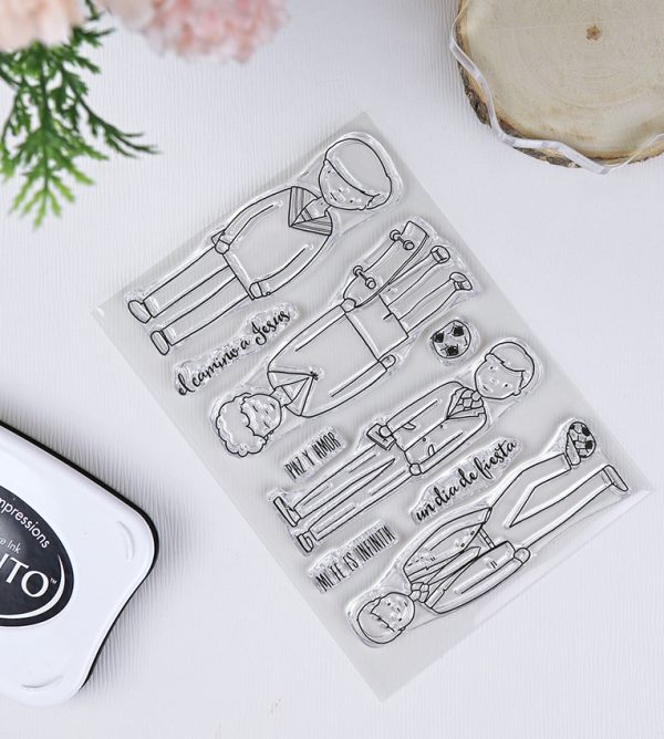 Set de sellos para scrapbooking Camino a Jesús, de la colección de comuniones para niños. Diseño de Alúa Cid