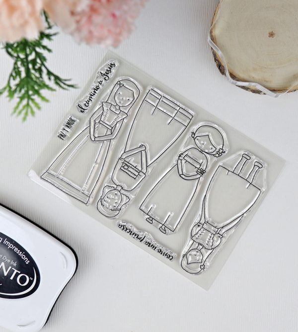 Set de sellos Como una princesa, para proyectos de scrapbooking dedicados a comuniones de niña. Diseñado por Alúa Cid
