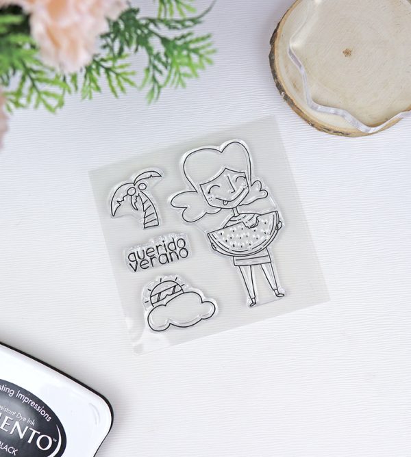 Set de sellos de scrapbooking Querido Verano, diseñados por Alúa Cid