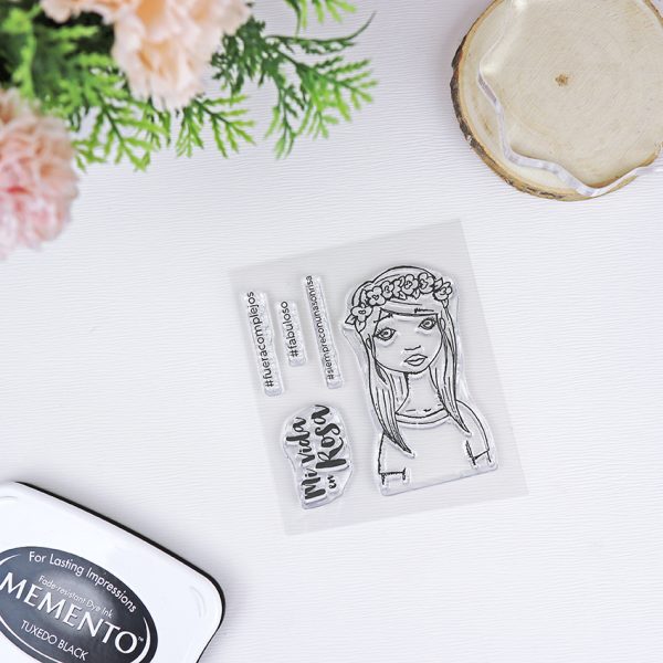 Set de sellos Mi vida en Rosa, especiales para scrapbooking