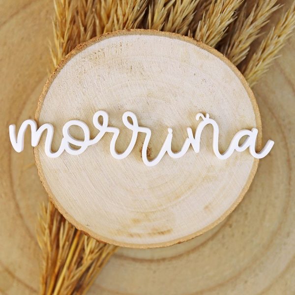 adorno palabra morrina metacrilato blanco