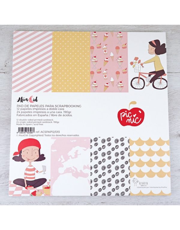 bloc de papeles para scrapbooking picnic de alua cid