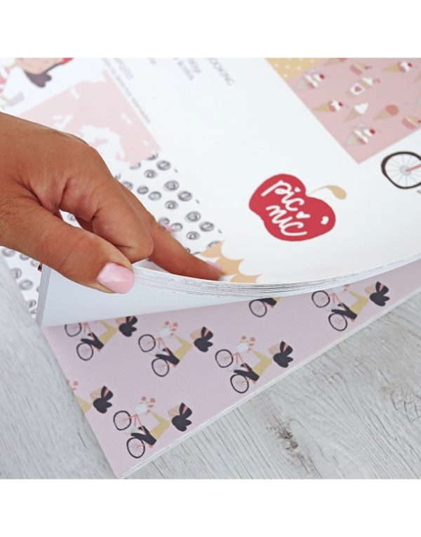 detalle bloc de papeles para scrapbooking picnic de alua cid