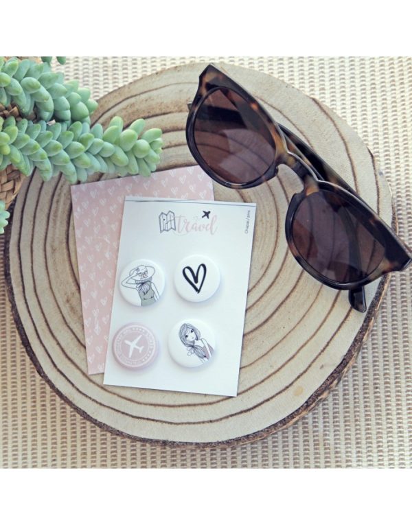 Set de 4 chapas Travel, especiales para scrapbooking