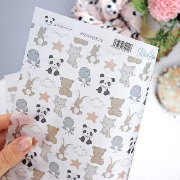 Papel vegetal Pequeño Panda peluches