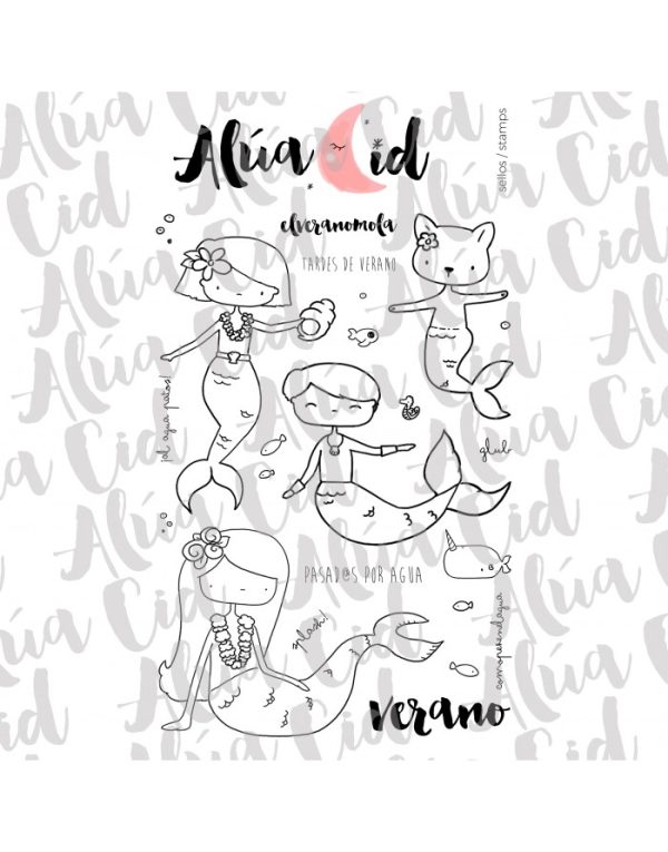sello sirenas para scrapbooking