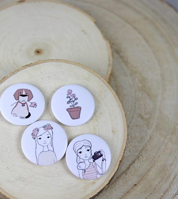 Set de 4 chapas Adorable Zoe 2.0, especiales para scrapbooking