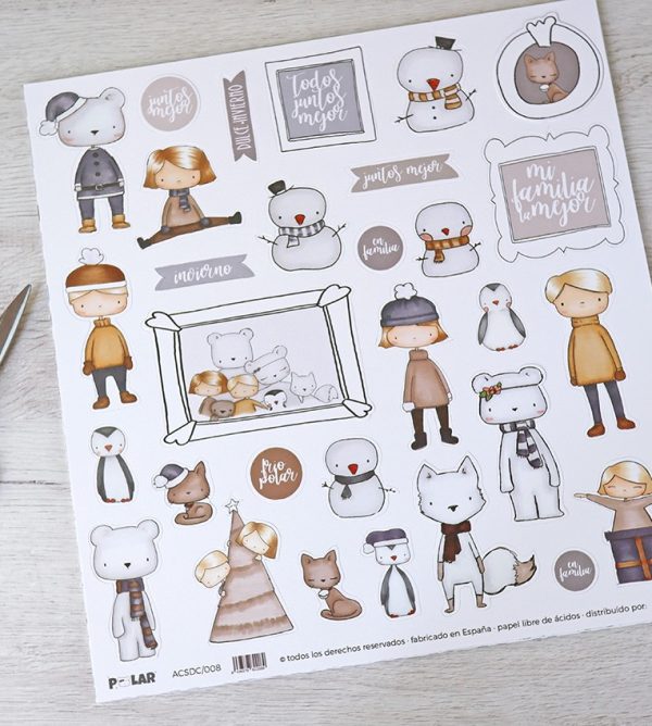 Hoja de troquelados Polar, para scrapbooking y manualidades. Diseño de Alúa Cid