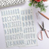 Pegatinas chipboard alfabeto azul bebé, para scrapbooking y manualidades