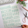Pegatinas chipboard alfabeto menta, para scrapbooking y manualidades creativas