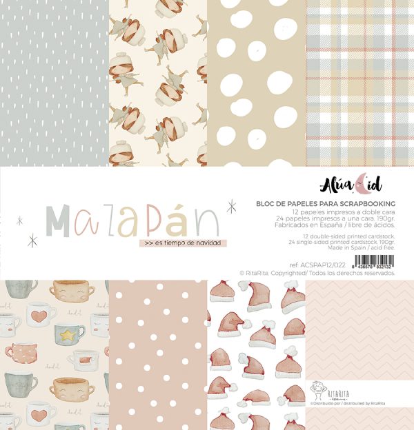 Bloc de 36 papeles Mazapán para scrapbooking