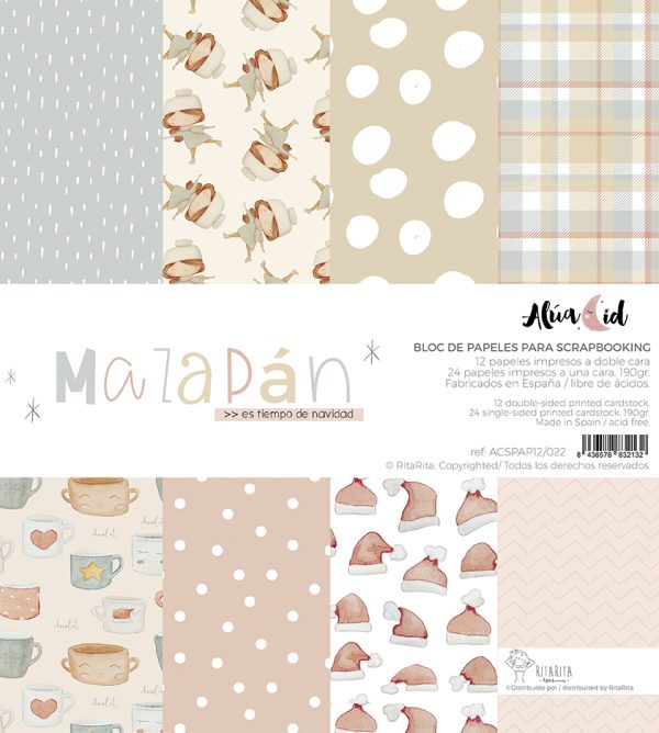 Bloc de 36 papeles Mazapán para scrapbooking