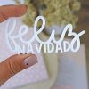 Adorno palabra Feliz Navidad en metacrilato blanco 10cm