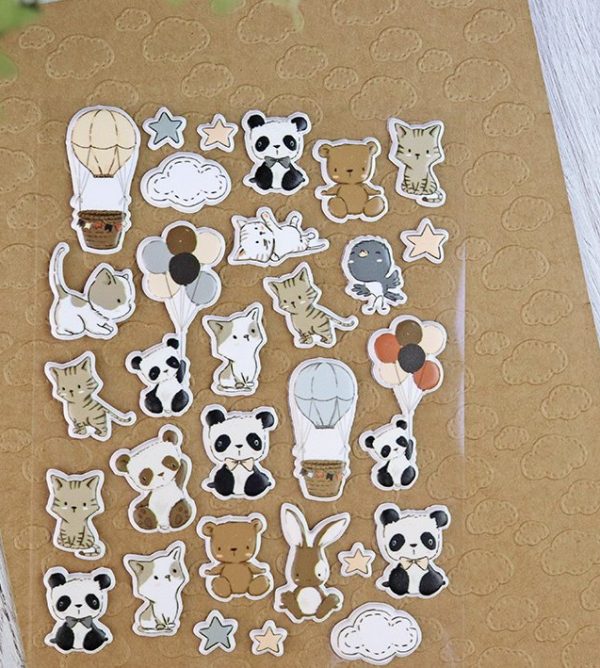 Set de pegatinas puffy Pequeño Panda para scrapbooking y papeleria