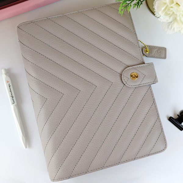 Organizador para agenda en piel de color gris