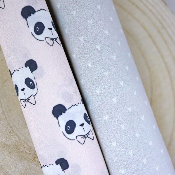 Telas panda salmón/corazones. Pack 2 fat quarter - Imagen 4