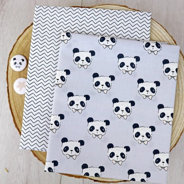 Telas panda azul/zigzag, diseñadas por Alúa Cid