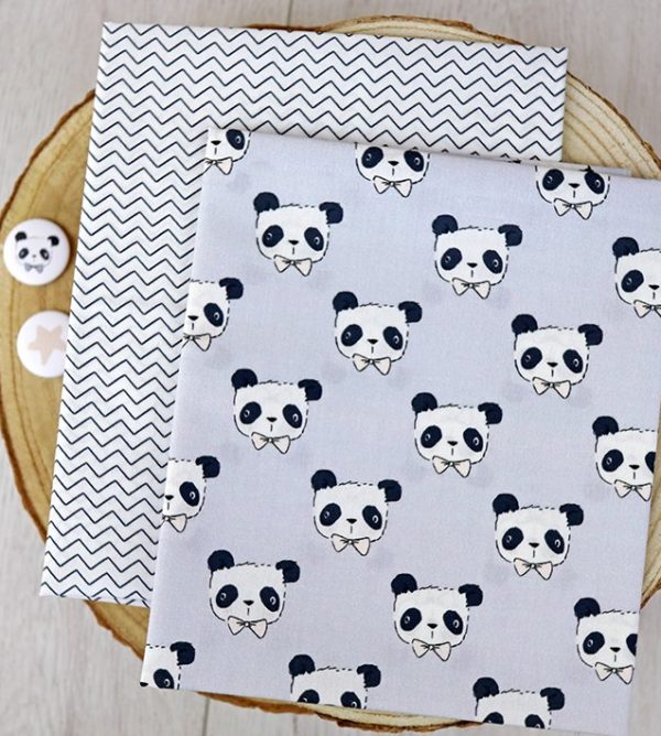 Telas panda azul/zigzag, diseñadas por Alúa Cid