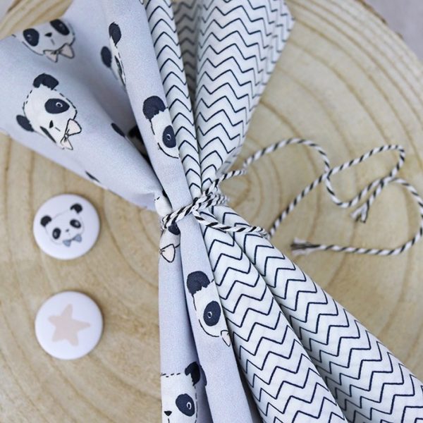 Telas panda azul/zigzag. Pack 2 fat quarter - Imagen 4