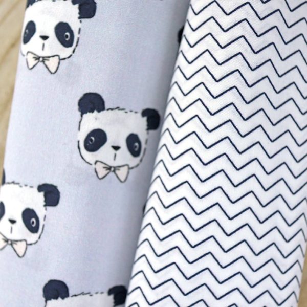 Telas panda azul/zigzag. Pack 2 fat quarter - Imagen 3