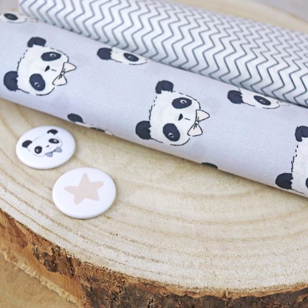 Telas panda azul/zigzag. Pack 2 fat quarter - Imagen 2
