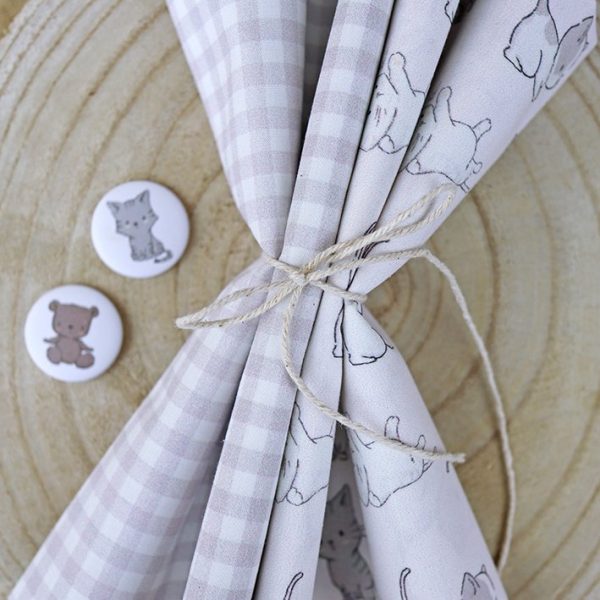 Telas gatitos/vichy gris. Pack 2 fat quarter - Imagen 2