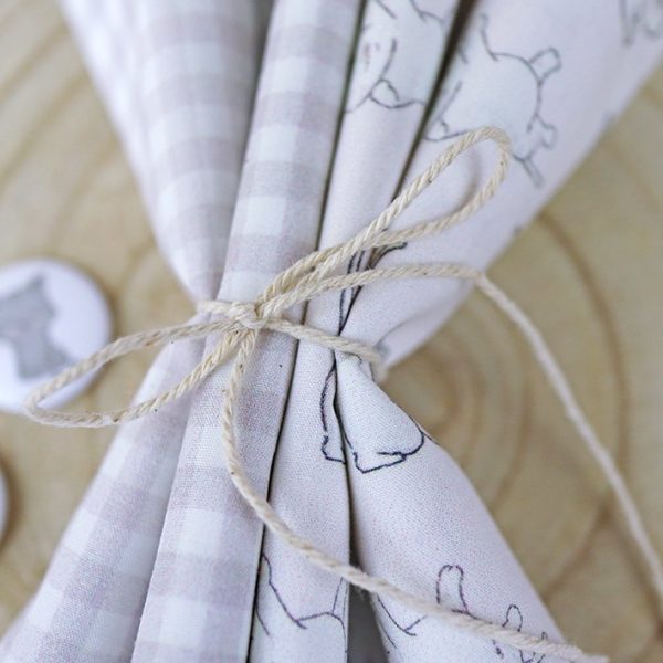 Telas gatitos/vichy gris. Pack 2 fat quarter - Imagen 3