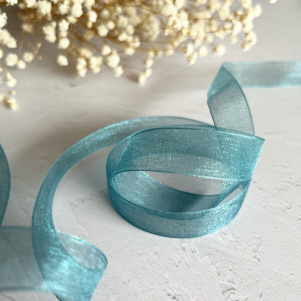 Lazo organza turquesa, por metro. Especial para proyectos de scrapbooking