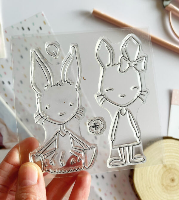 Set de sellos para scrapbooking Conejitos. Diseñados por Alúa Cid