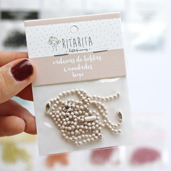 Set de cadenas de bolitas beige. Para scrapbooking y manualidades
