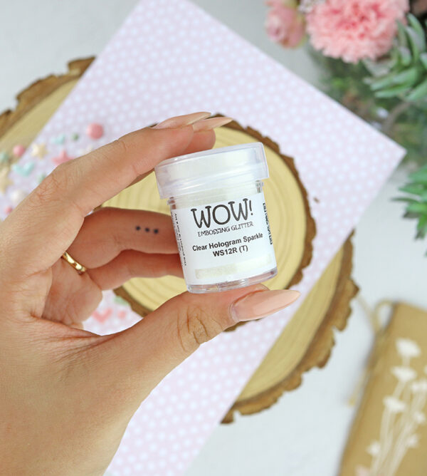 Polvos de emboss Clear hologram sparkle de WOW!