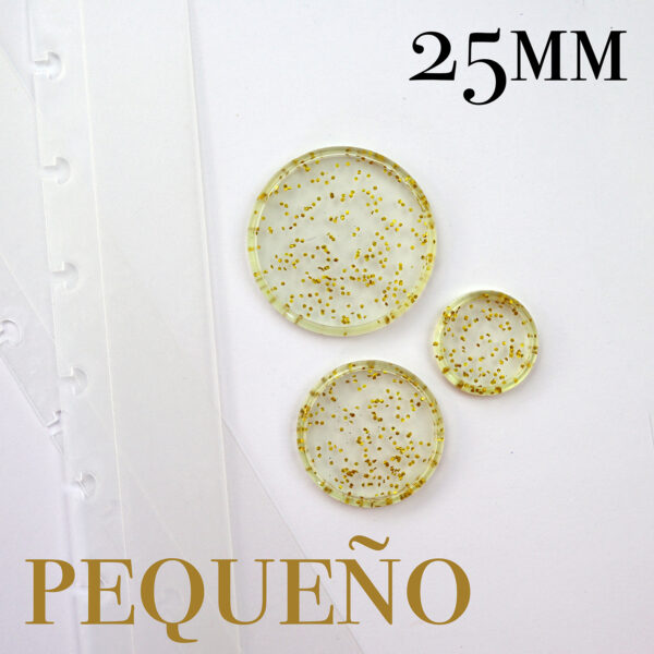 Disco pequeño de 25 mm glitter para encuadernación con disco