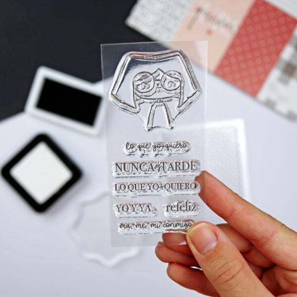 Set de sellos para agenda y scrapbooking Lo que yo + quiero. Diseñados por Alúa Cid