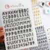 Pegatinas puffy ABC Antracita para scrapbooking. Diseño de Alúa Cid