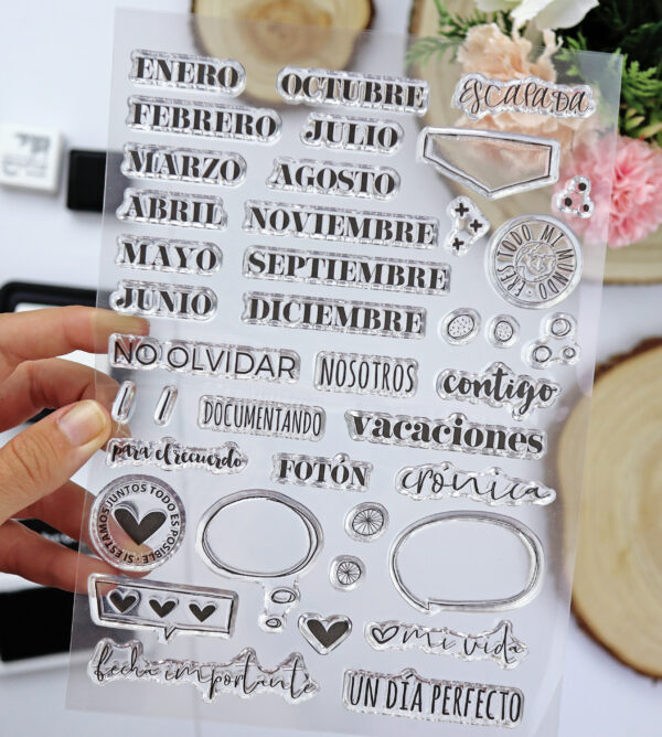 Set de sellos para scrapbooking Documenta 2. Para utilizar en agenda, bujo o Rita's Diary