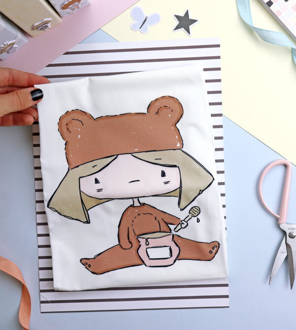 Panel de tela de algodón Winnie. Diseño de Alúa Cid