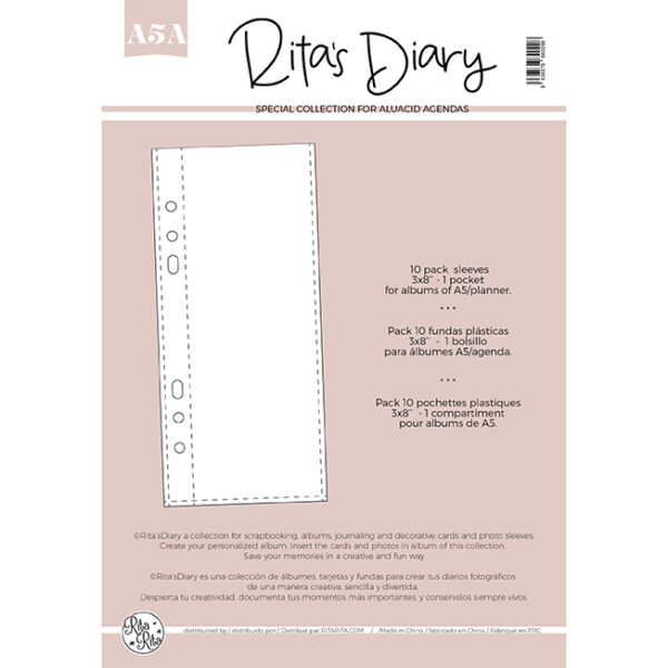 Pack de fundas A5B 3x8" 1 bolsillo para Rita´s Diary