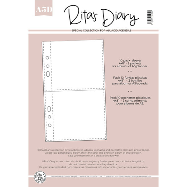 Pack de fundas A5D 4x8" 2 bolsillos para Rita´s Diary