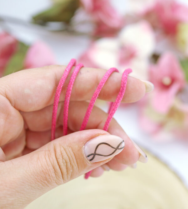 Cordón encerado en color fucsia para empaquetado de regalos, decoración de manualidades, joyería, costura y encuadernación artesanal
