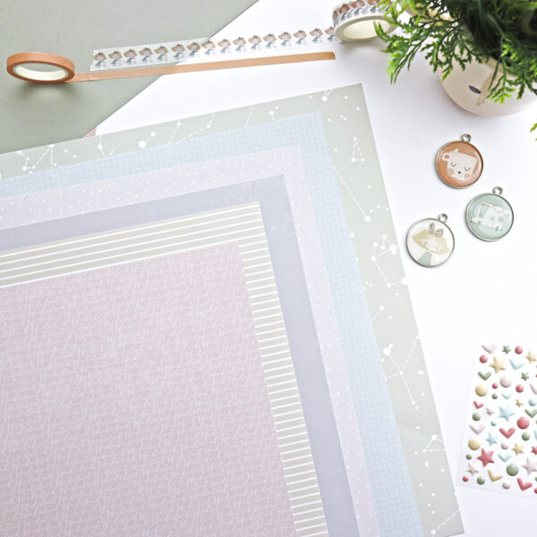 Kit de papeles sólidos CeliA. Para scrapbooking, manualidades y tarjetería